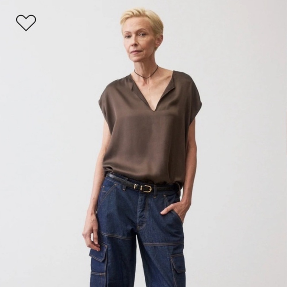 Ruti Espresso Brown 100% Silk Blouse
